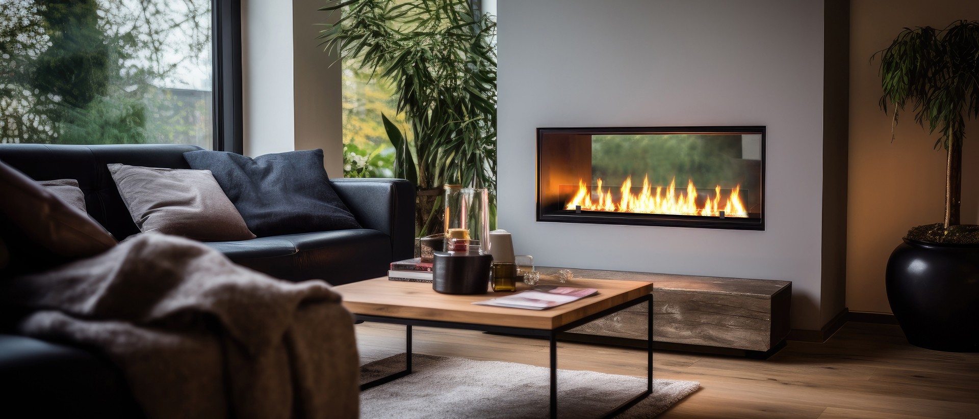 Double-sided bio fireplaces